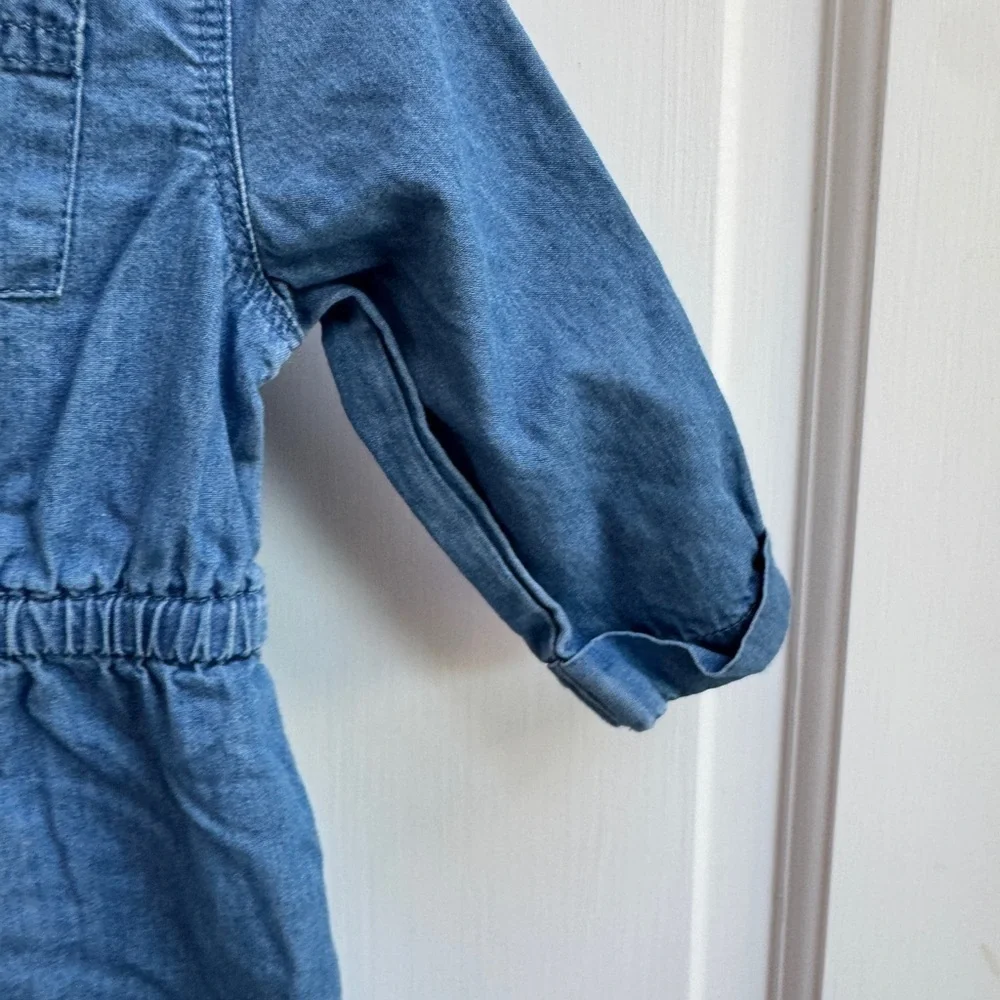 Old Navy 3T Girls Blue Denim Long Sleeve Button Down Kids Dress